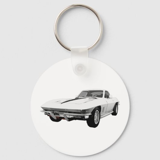 1967コルベットのスポーツカー：白仕上げ： キーホルダー (正面)
