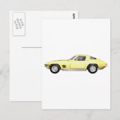 1967コルベットのスポーツカー:黄仕上げ ポストカード (正面/裏面)