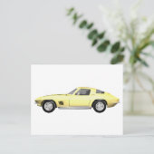 1967コルベットのスポーツカー：黄仕上げ ポストカード (スタンド正面)
