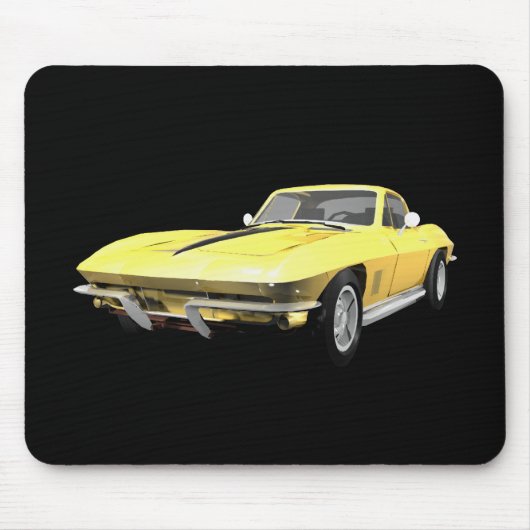 1967コルベットのスポーツカー：黄仕上げ マウスパッド (正面)