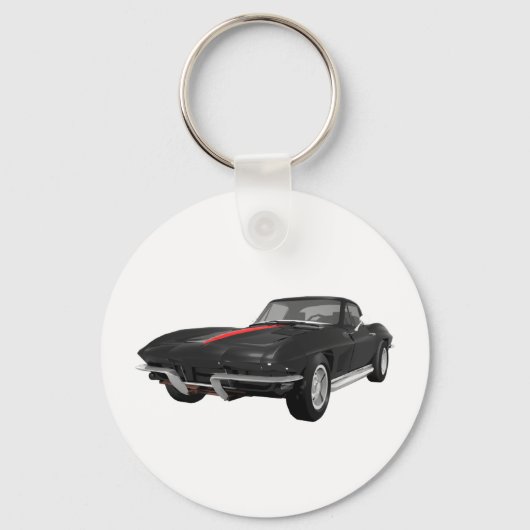 1967コルベットのスポーツカー:黒仕上げ: キーホルダー (正面)