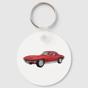 1967コルベット:スポーツカー:赤仕上げ: キーホルダー