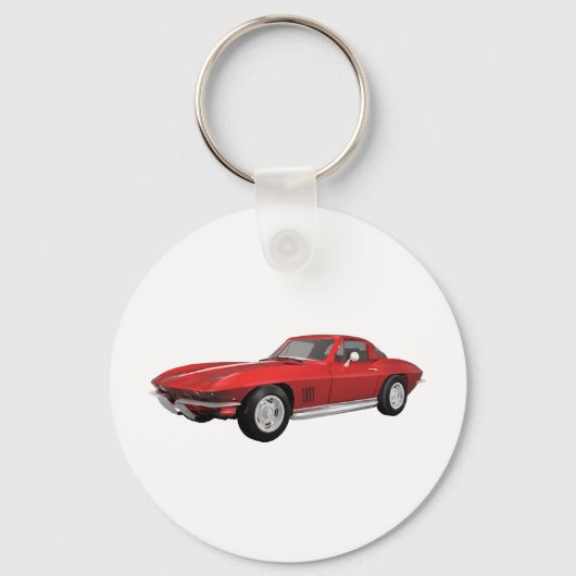 1967コルベット:スポーツカー:赤仕上げ: キーホルダー (正面)