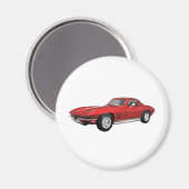 1967コルベット：スポーツカー：赤仕上げ： マグネット (正面/裏面)