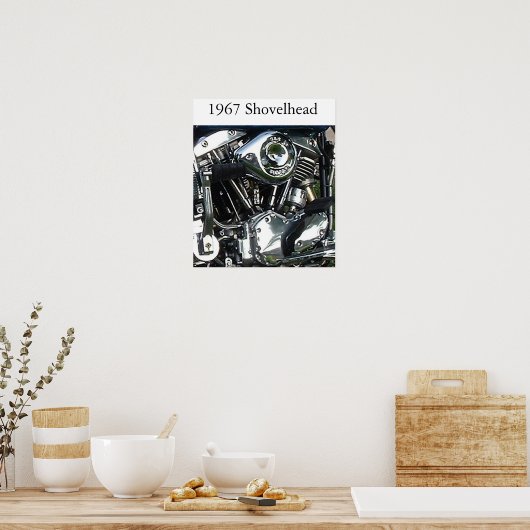 1967ショベルヘッドエンジンポスター ポスター (キッチン)