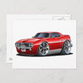 1967ファイアバード赤い車 ポストカード (正面/裏面)