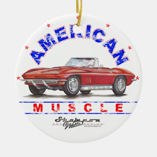 1967年のコルベットアメリカ筋肉クリスマスのオーナメント セラミックオーナメント (正面)