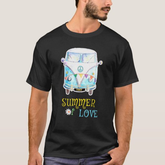1967年の愛の夏ヒッピー平和キャンピングファン Tシャツ (正面)