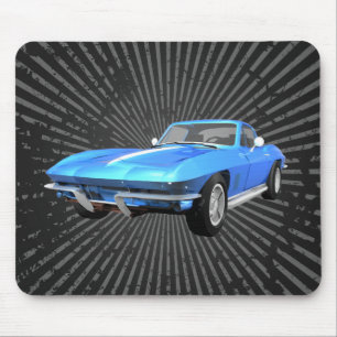 1967年コルベットスポーツカー:青の仕上げ:マウスパッド マウスパッド