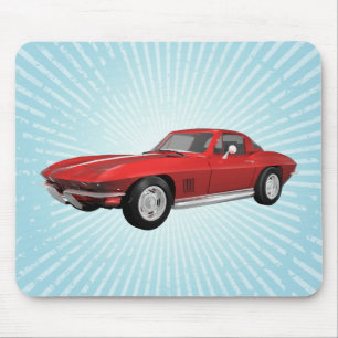 1967年コルベット:スポーツカー:赤の仕上げ:マウスパッド マウスパッド