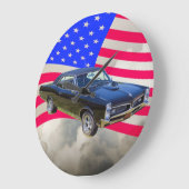 1967年ポンティアクGTOおよび米国旗 ラージ壁時計 (傾斜)