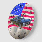1967年ポンティアクGTOおよび米国旗 ラージ壁時計 (傾斜)