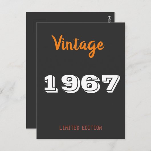 1967年ヴィンテージ限定版誕生日ポストカード ポストカード (正面/裏面)