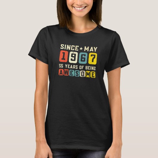 1967年5月以素晴らし降55誕生日ヴィンテージ1 Tシャツ (正面)