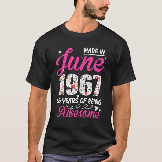 1967年6月素晴らしから55誕生日フローラ Tシャツ (正面)