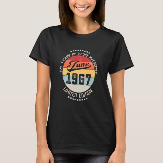 1967年6月55誕生日55年素晴らし Tシャツ (正面)