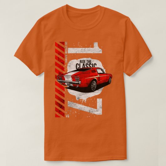 1967愛国的なアメリカ人V8筋肉ポニーマスタング Tシャツ (デザイン正面)
