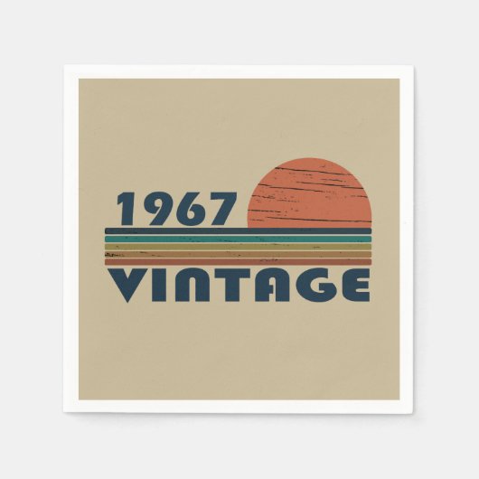 1967生まれ年のヴィンテージ誕生会 スタンダードカクテルナプキン (正面)