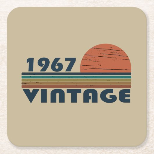 1967生まれ年のヴィンテージ誕生日ギフト スクエアペーパーコースター (正面)