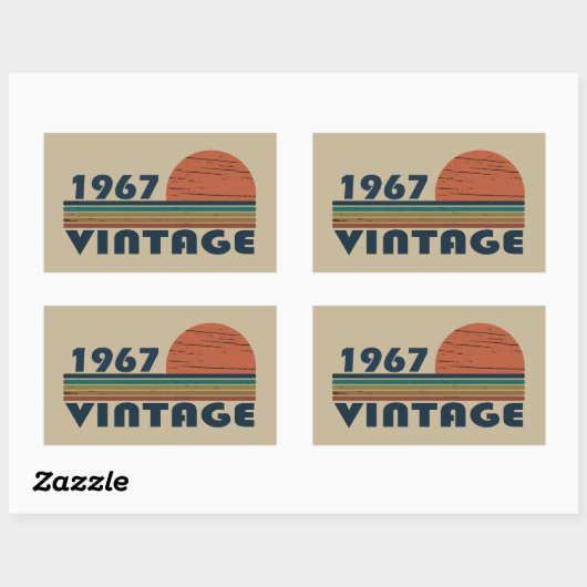 1967生まれ年のヴィンテージ誕生日ギフト 長方形シール (シート)
