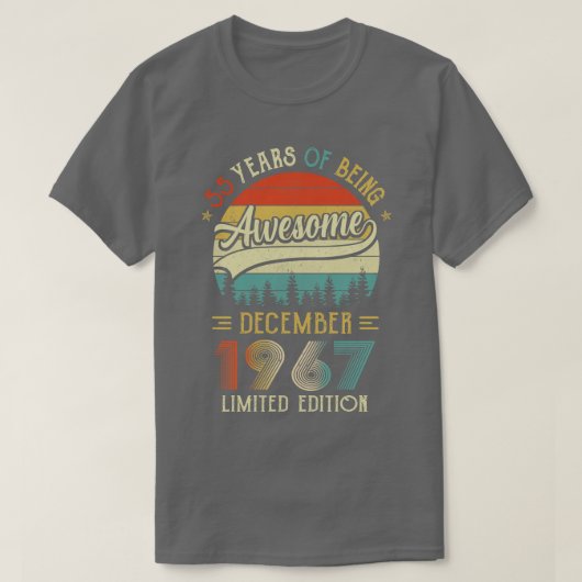 1967生まれ年12月55日誕生日1967年製55Y Tシャツ (デザイン正面)