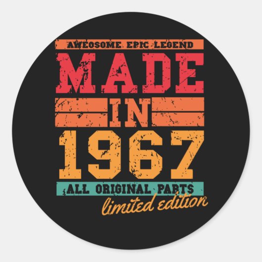 1967誕生日ヴィンテージことわざ ラウンドシール (正面)