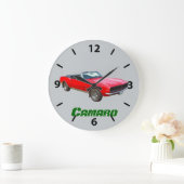 1967赤く変換可能なCamaro筋肉車 ラージ壁時計 (ホーム)