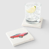 1967赤コンバーチブルカマロのマッスルカー ストーンコースター (横)