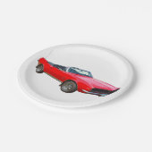 1967赤コンバーチブルカマロのマッスルカー ペーパープレート (アングル)