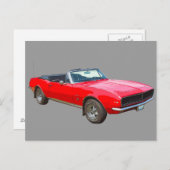 1967赤コンバーチブルカマロマッスルカー ポストカード (正面/裏面)