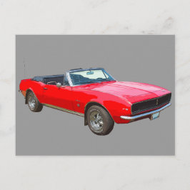 1967赤コンバーチブルカマロマッスルカー ポストカード