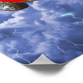 1967赤Camaroマッスルカーと稲妻ボルト ポスター (角)