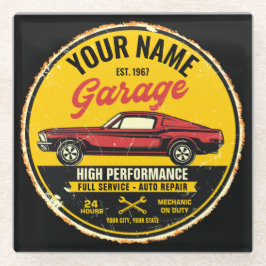 1967 パーソナライズされたファストバック赤クラシック車ガレージ ガラスコースター