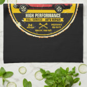 1967 パーソナライズされたファストバック赤クラシック車ガレージ キッチンタオル (折り畳み)