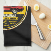 1967 パーソナライズされたファストバック赤クラシック車ガレージ キッチンタオル (四つ折り)