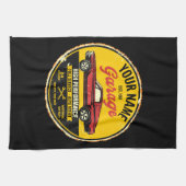 1967 パーソナライズされたファストバック赤クラシック車ガレージ キッチンタオル (横)