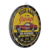 1967 パーソナライズされたファストバック赤クラシック車ガレージ ダーツボード (正面左)