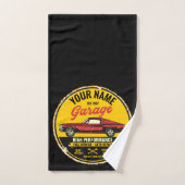 1967 パーソナライズされたファストバック赤クラシック車ガレージ バスタオルセット (ハンドタオル)