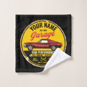 1967 パーソナライズされたファストバック赤クラシック車ガレージ バスタオルセット (ウォッシュタオル)