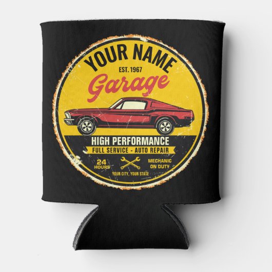 1967 パーソナライズされたファストバック赤クラシック車ガレージ 缶クーラー (正面)