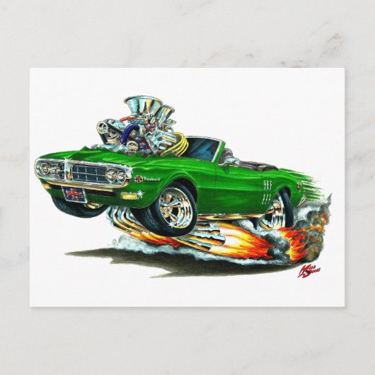 1967-68ファイアバードグリーンコンバーチブル ポストカード (正面)