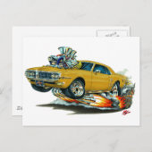 1967-68ファイアバード金ゴールドカー ポストカード (正面/裏面)
