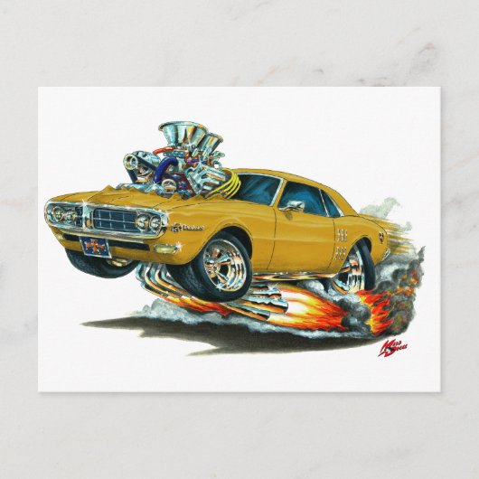 1967-68ファイアバード金ゴールドカー ポストカード (正面)
