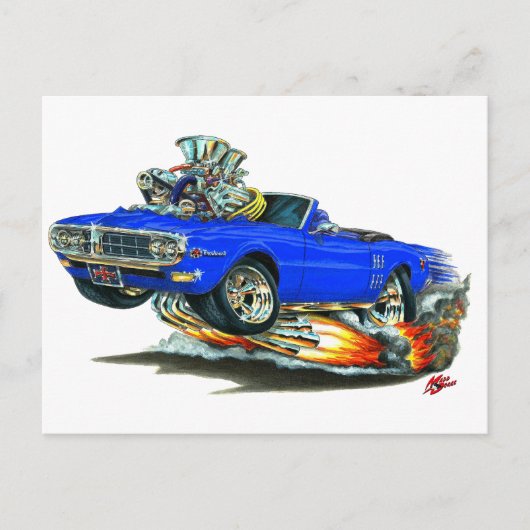 1967-68 Firebird Blueコンバーチブル ポストカード (正面)