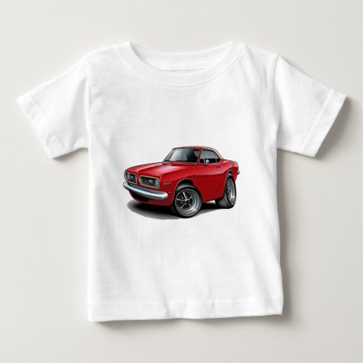 1967-69バラクーダレッドクーペ ベビーTシャツ (正面)