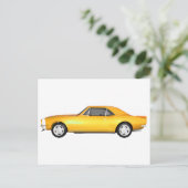 1967 Camaro SS：黄仕上げ： 3Dモデル： ポストカード (スタンド正面)