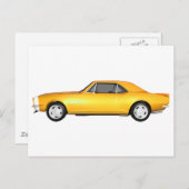 1967 Camaro SS：黄仕上げ： 3Dモデル： ポストカード (正面/裏面)