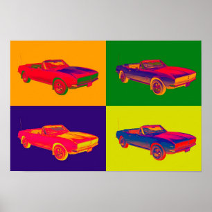 1967 Chevy Camaro RSコンバーチブルアーポップ・アートのト ポスター