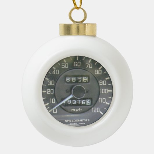 1968クラシック日本のスポーツカー速度計 セラミックボールオーナメント (正面)