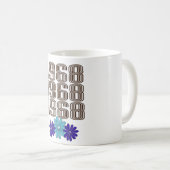 1968ヒッパイフラワーパワーピースサインアクアパープル コーヒーマグカップ (正面右)